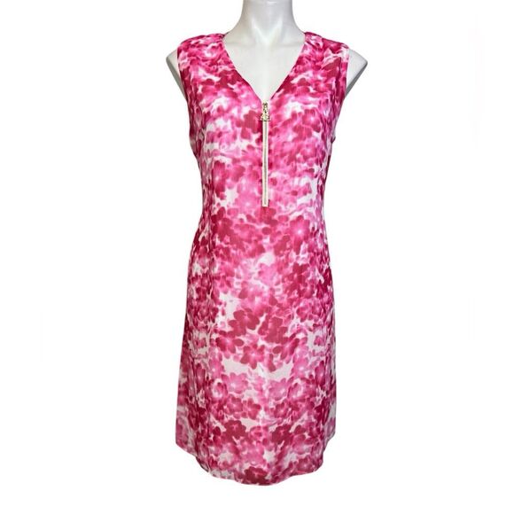 DKNY dress plus size 14 pink white tie-waist sleeveless‎ sheath spring casual - Picture 2 of 6